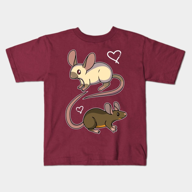 Fancy Mouse Love Kids T-Shirt by Catbreon